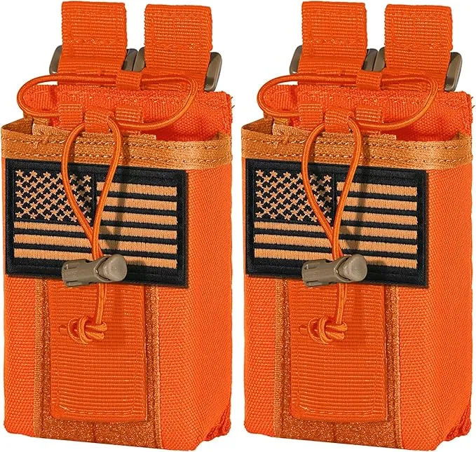 IronSeals 2 Pack Tactical Molle Adjustable Interphone Storage Bag Outdoor Sports Radio Pouch for Two Ways Walkie-talkie