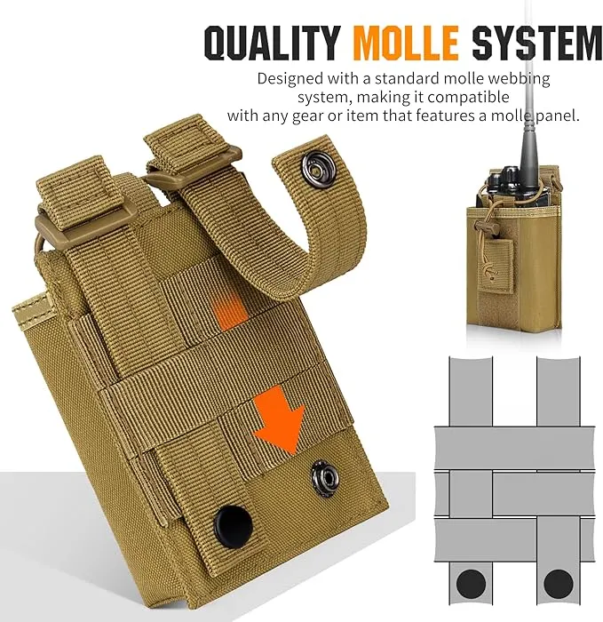 IronSeals 2 Pack Tactical Molle Adjustable Interphone Storage Bag Outdoor Sports Radio Pouch for Two Ways Walkie-talkie