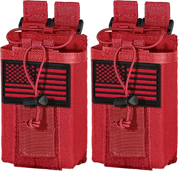 IronSeals 2 Pack Tactical Molle Adjustable Interphone Storage Bag Outdoor Sports Radio Pouch for Two Ways Walkie-talkie