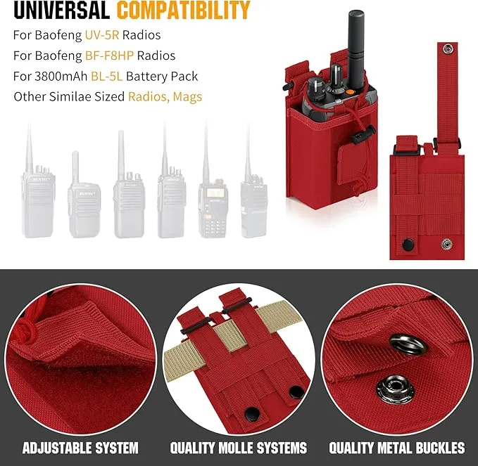 IronSeals 2 Pack Tactical Molle Adjustable Interphone Storage Bag Outdoor Sports Radio Pouch for Two Ways Walkie-talkie