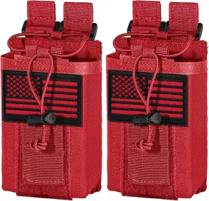 IronSeals 2 Pack Tactical Molle Adjustable Interphone Storage Bag Outdoor Sports Radio Pouch for Two Ways Walkie-talkie