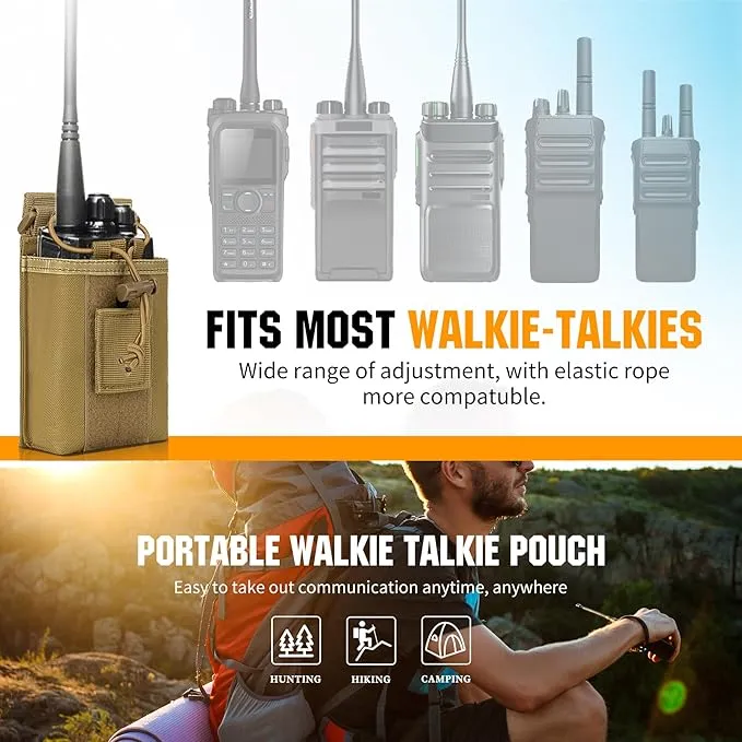 IronSeals 2 Pack Tactical Molle Adjustable Interphone Storage Bag Outdoor Sports Radio Pouch for Two Ways Walkie-talkie
