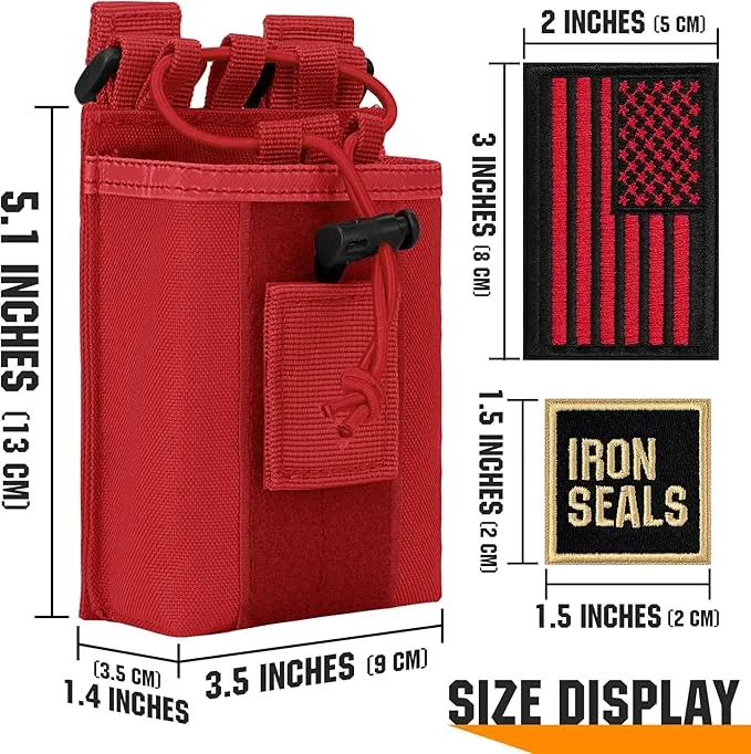 IronSeals 2 Pack Tactical Molle Adjustable Interphone Storage Bag Outdoor Sports Radio Pouch for Two Ways Walkie-talkie