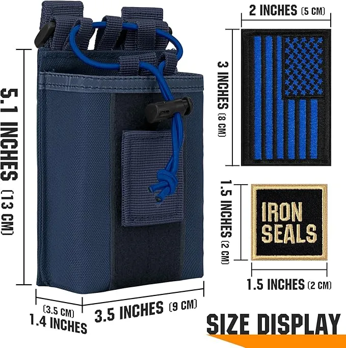 IronSeals 2 Pack Tactical Molle Adjustable Interphone Storage Bag Outdoor Sports Radio Pouch for Two Ways Walkie-talkie