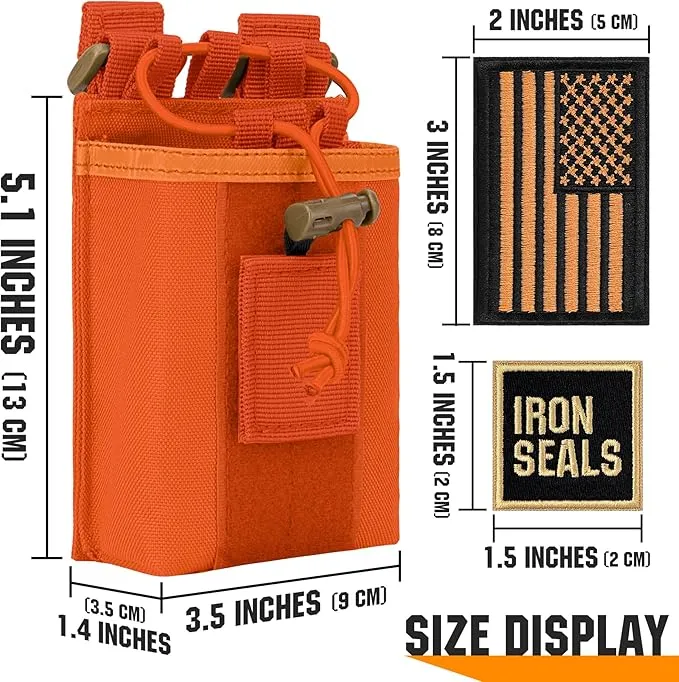 IronSeals 2 Pack Tactical Molle Adjustable Interphone Storage Bag Outdoor Sports Radio Pouch for Two Ways Walkie-talkie