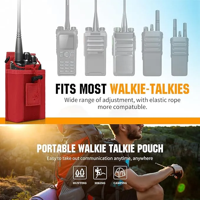 IronSeals 2 Pack Tactical Molle Adjustable Interphone Storage Bag Outdoor Sports Radio Pouch for Two Ways Walkie-talkie