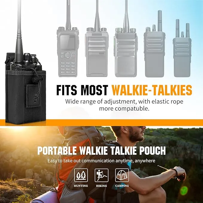 IronSeals 2 Pack Tactical Molle Adjustable Interphone Storage Bag Outdoor Sports Radio Pouch for Two Ways Walkie-talkie