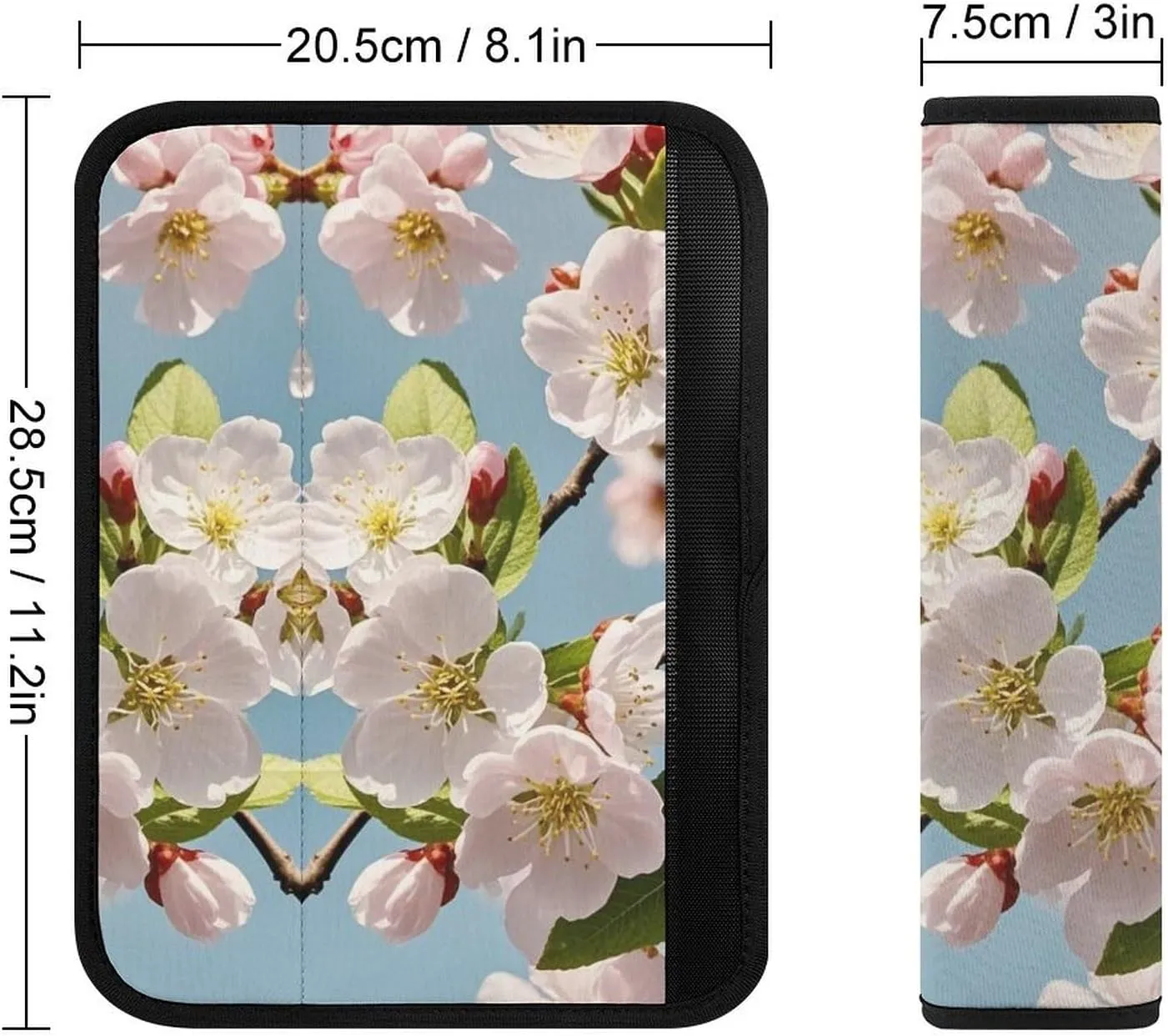 Japanese Floral Cherry Blossom Auto Seat Belt Cover 2PCS Universal Car Seat Belt Shoulder Protector Pad, Protect Your Shoulders and Neck for Car Seat Belt, Shoulder Bag, Backpack
