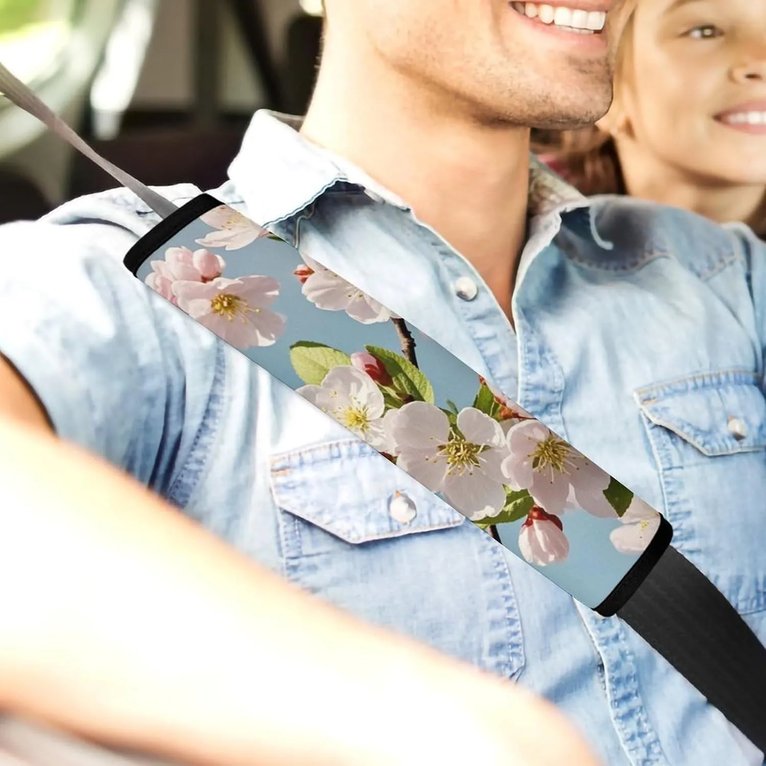 Japanese Floral Cherry Blossom Auto Seat Belt Cover 2PCS Universal Car Seat Belt Shoulder Protector Pad, Protect Your Shoulders and Neck for Car Seat Belt, Shoulder Bag, Backpack