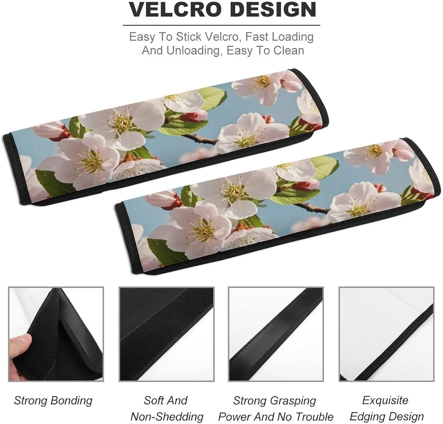 Japanese Floral Cherry Blossom Auto Seat Belt Cover 2PCS Universal Car Seat Belt Shoulder Protector Pad, Protect Your Shoulders and Neck for Car Seat Belt, Shoulder Bag, Backpack