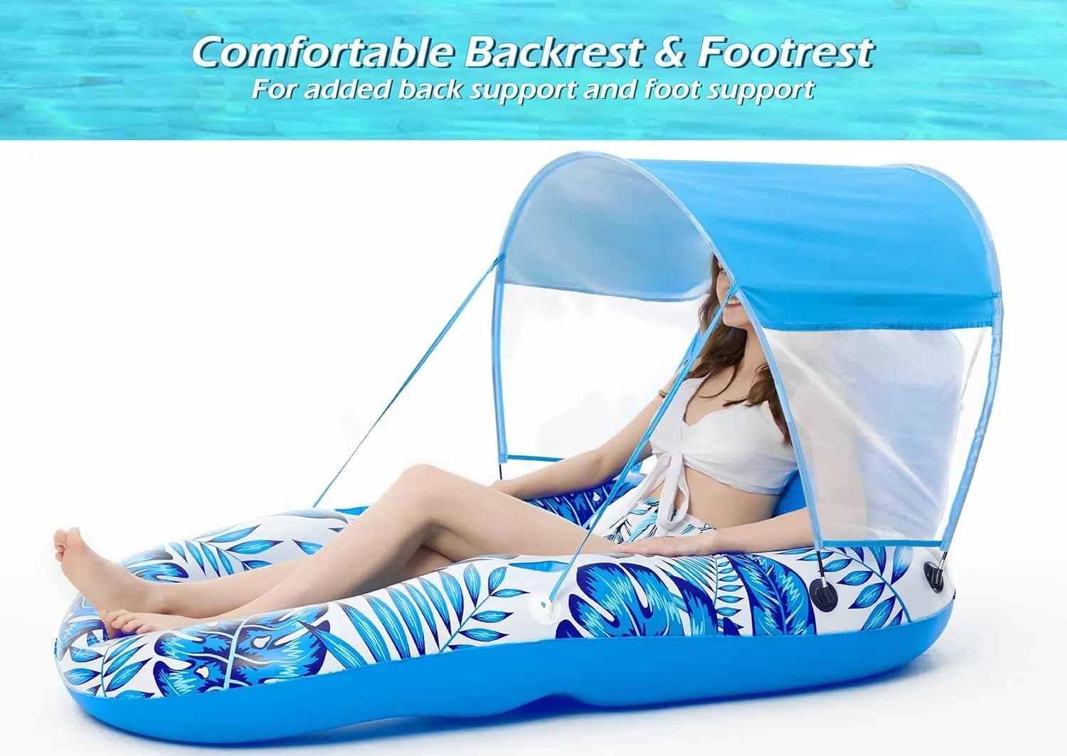 Jasonwell Pool Floats with Canopy - Inflatable Pool Float Adult Lounger Floaties Raft Floating Chair for Swimming Pool Lake Water Lounge Float with Cup Holders Beach Pool Party Toys for Adults