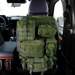 JDMON Universal Molle-compatible Tactical Seat Back Organizer Hanger Panel with 5 Detachable Multifunctional Storage Pouch Fit for Most Vehicel Replacement for Chevy GMC Ford Jeep SUV Car(Army Green)