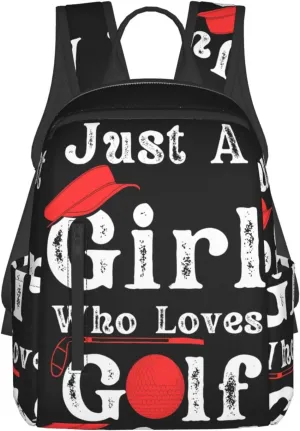 Just A Women Who Loves Golf Travel Laptop Backpack Casual Backpacks Double Shoulder Daypack Notebook Rucksack Work Bags Sports Bag for Gym Hiking Camping Beach