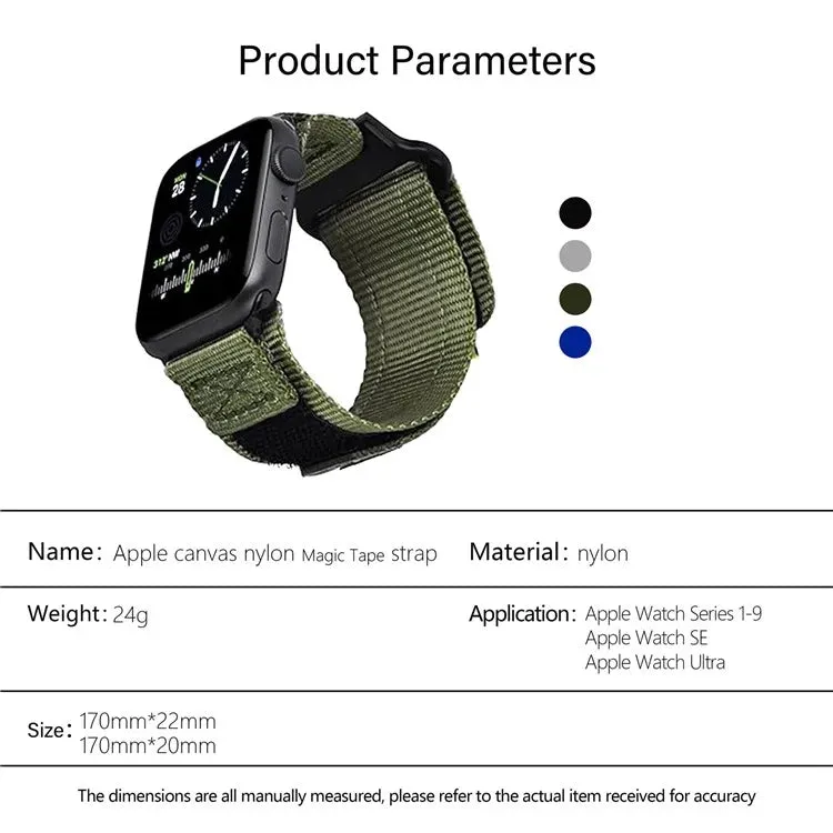 KALEBOL Nylon Watch Strap for Apple Watch Series 10 9 8 7 SE 6 5 4 3 2 1 42mm 41mm 40mm 38mm Wrist Band with Magic Tape
