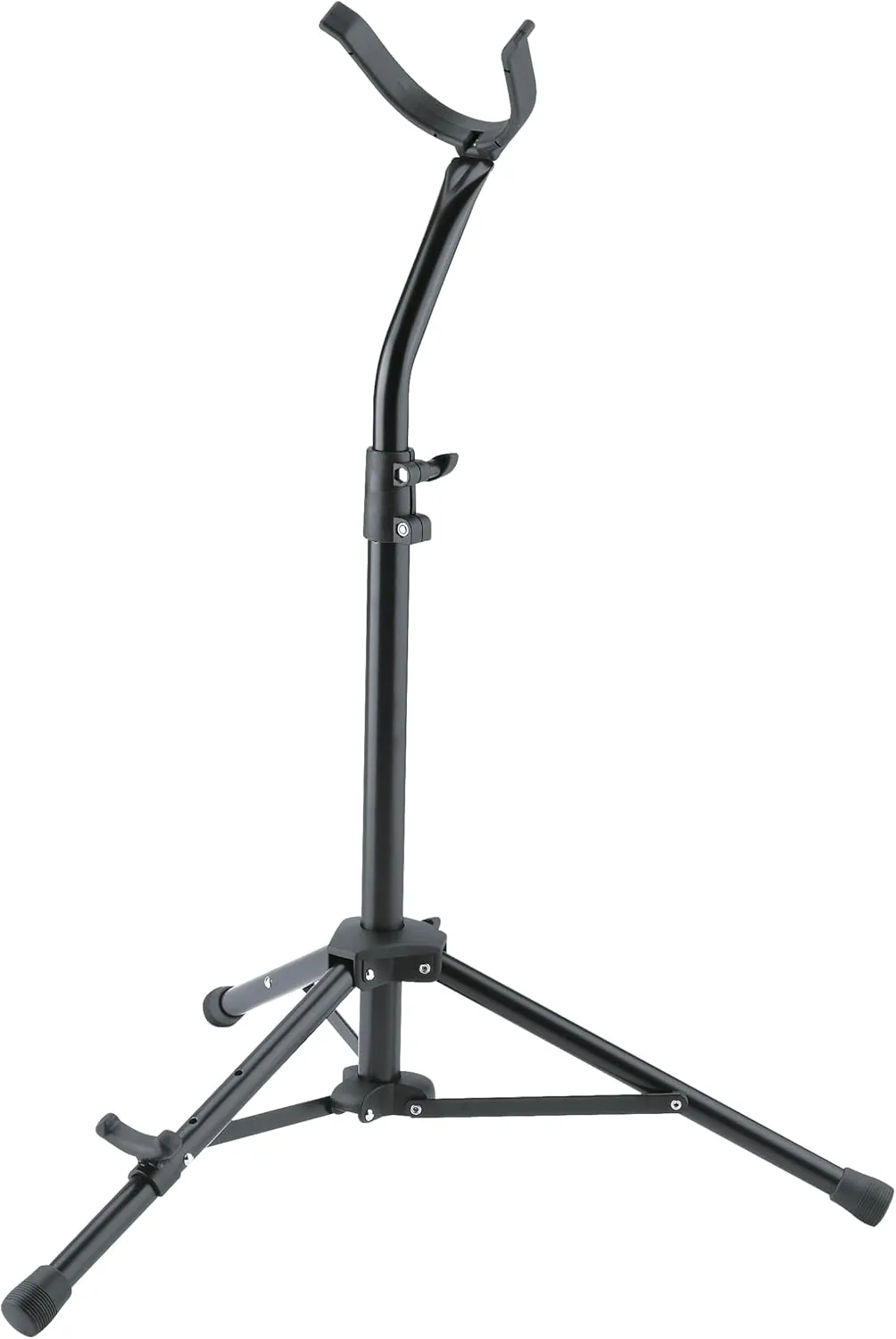 K&M König & Meyer Baritone Saxophone Stand 14410.000.55 Extra Sturdy Tripod Base | Height Adjust | Compact Folding Stand For Baritone Sax With Low Bb | Flexible Lower Arm | Made in Germany | Black