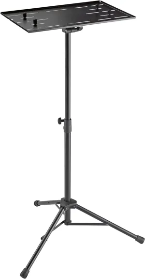 K&M Konig & Meyer 12185.000.55 Laptop Stand | Oversized Desk w/Adjustable Height & Securing Bolts | Cross Brace Foldable Tripod Legs | Ergonomic | Compact | Portable | German Made | Black