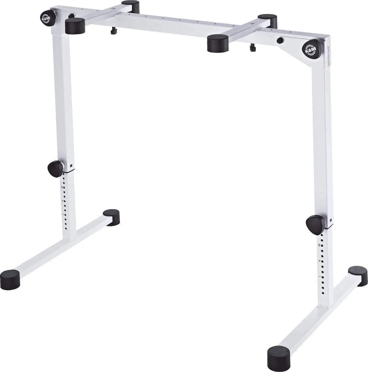 K&M Konig & Meyer 18820.019.76 Omega Pro Keyboard Table-Style Stand | Adjustable Height/Support Arms | Legs Fold Compact For Travel | Compatible w/K&M 2nd/3rd Tier Attachments | German Made | White
