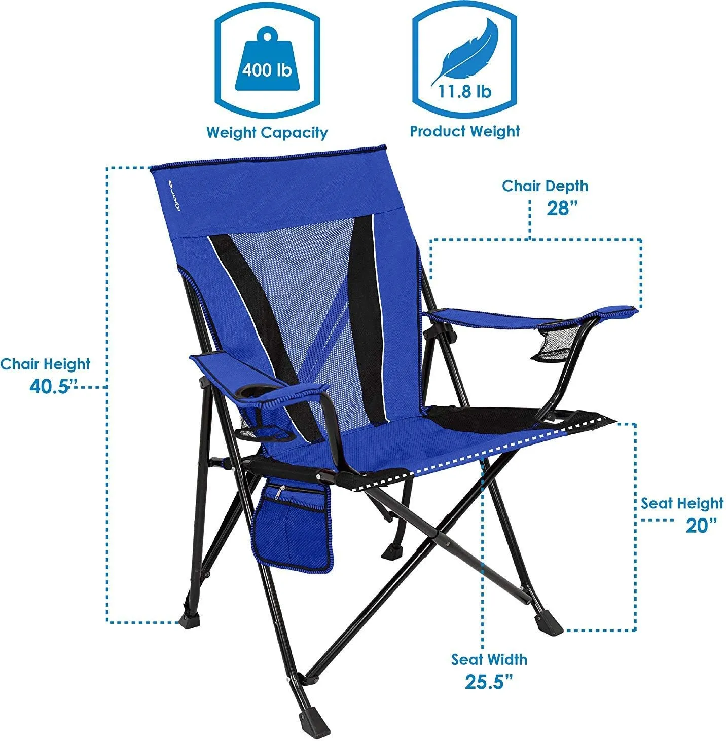 Kijaro XXL Dual Lock Portable Camping Chair - Supports Up to 400lbs - Enjoy The Outdoors in a Versatile Folding Sports & Outdoor Chair