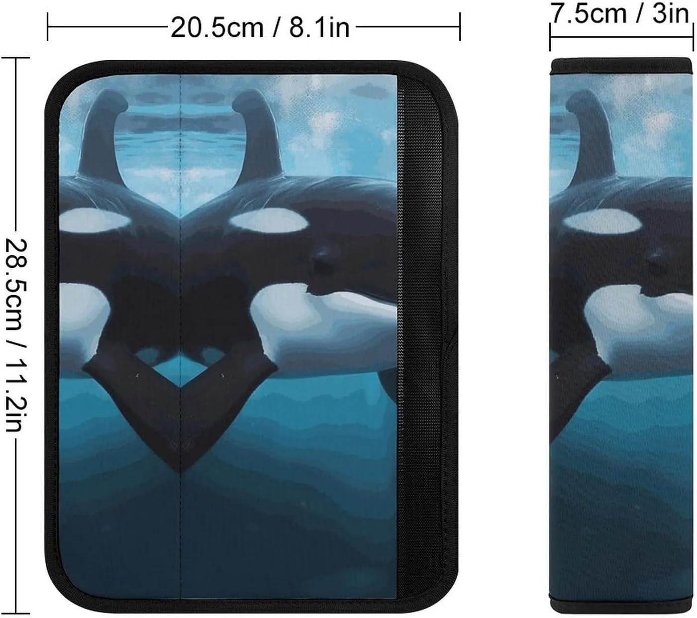 Killer Whale Auto Seat Belt Cover 2PCS Universal Car Seat Belt Shoulder Protector Pad, Protect Your Shoulders and Neck for Car Seat Belt, Shoulder Bag, Backpack