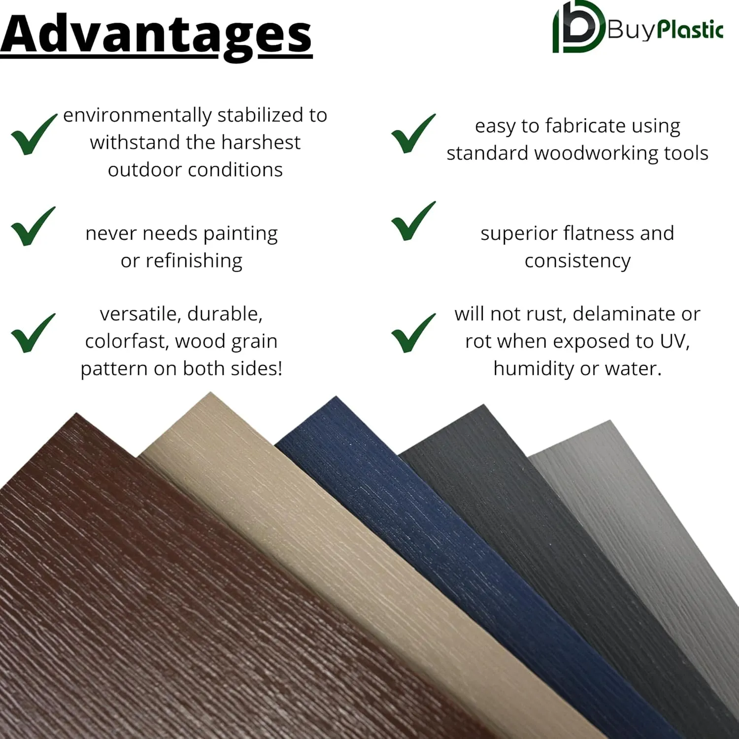 King Starboard WG Sheet - Slate Gray, 1/2" x 24" x 36" - HDPE Wood Grain Plastic Board Panel for Outdoor Furniture Cabinets & More