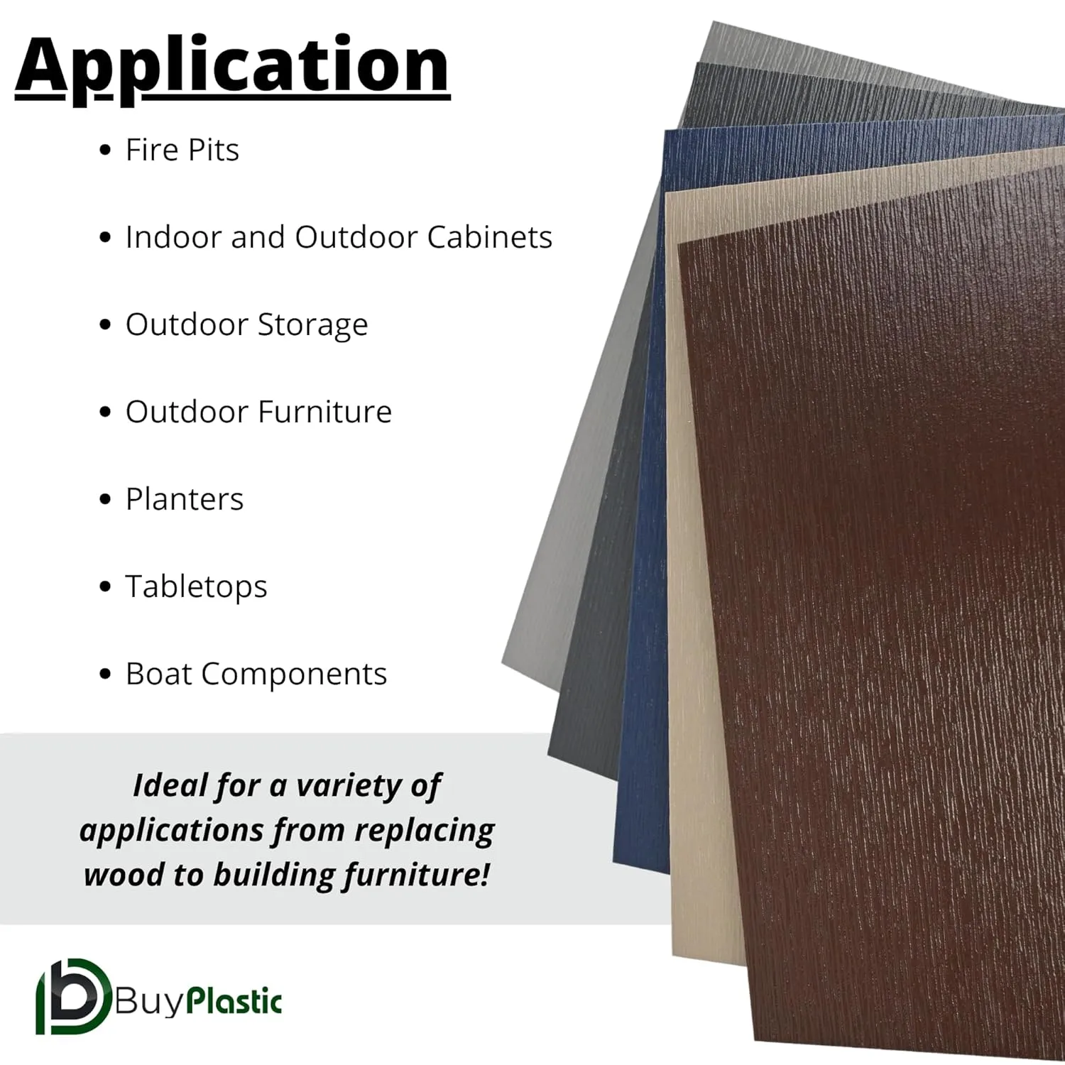 King Starboard WG Sheet - Slate Gray, 1/2" x 24" x 36" - HDPE Wood Grain Plastic Board Panel for Outdoor Furniture Cabinets & More