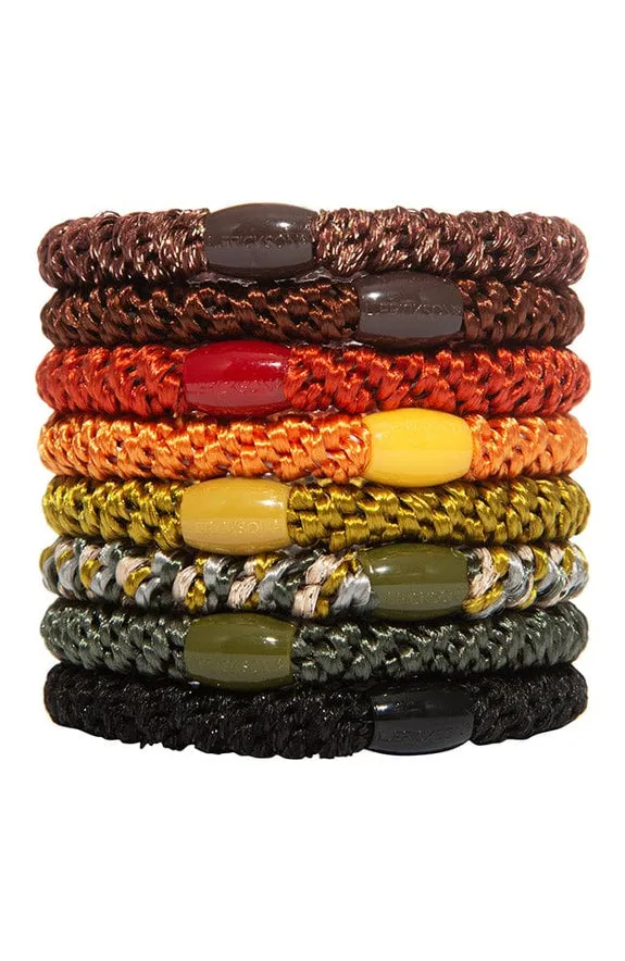L. Erikson France Luxe - Grab & Go Set of 8 Ponytail Holders, Earth