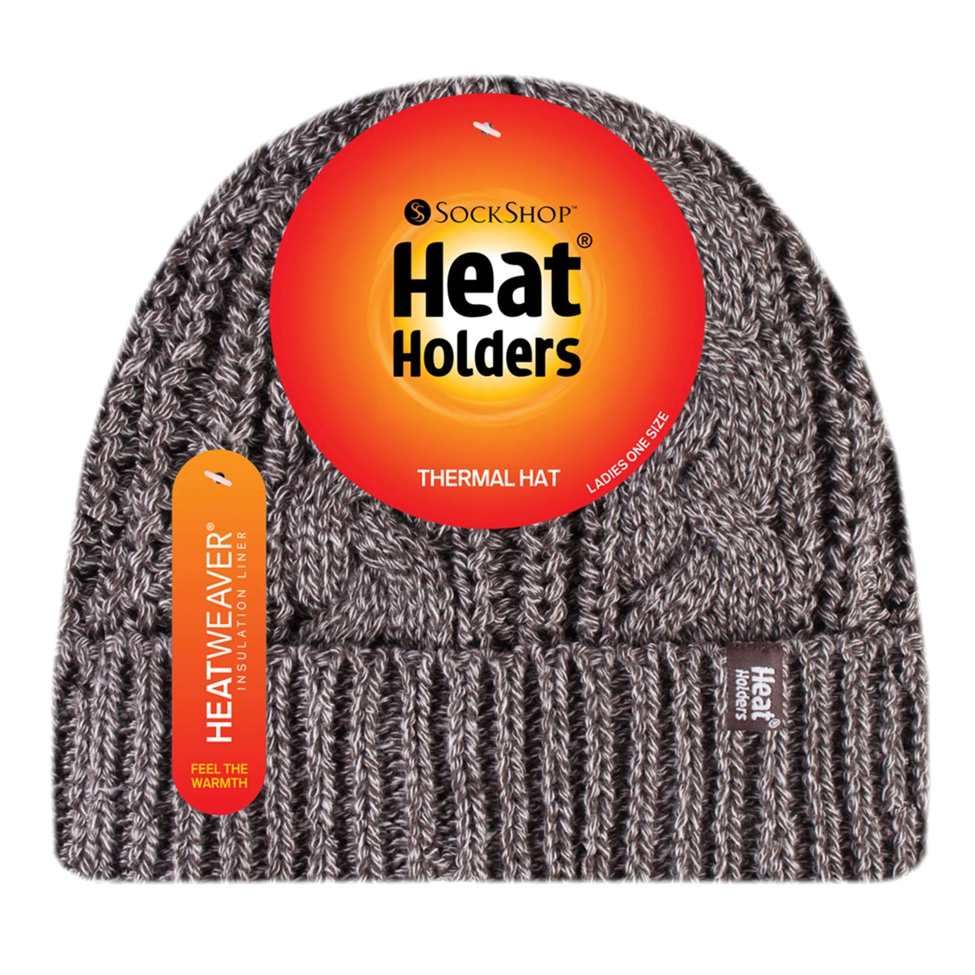 Ladies Cable Knit Fleece Lined Turnover Hat for Winter