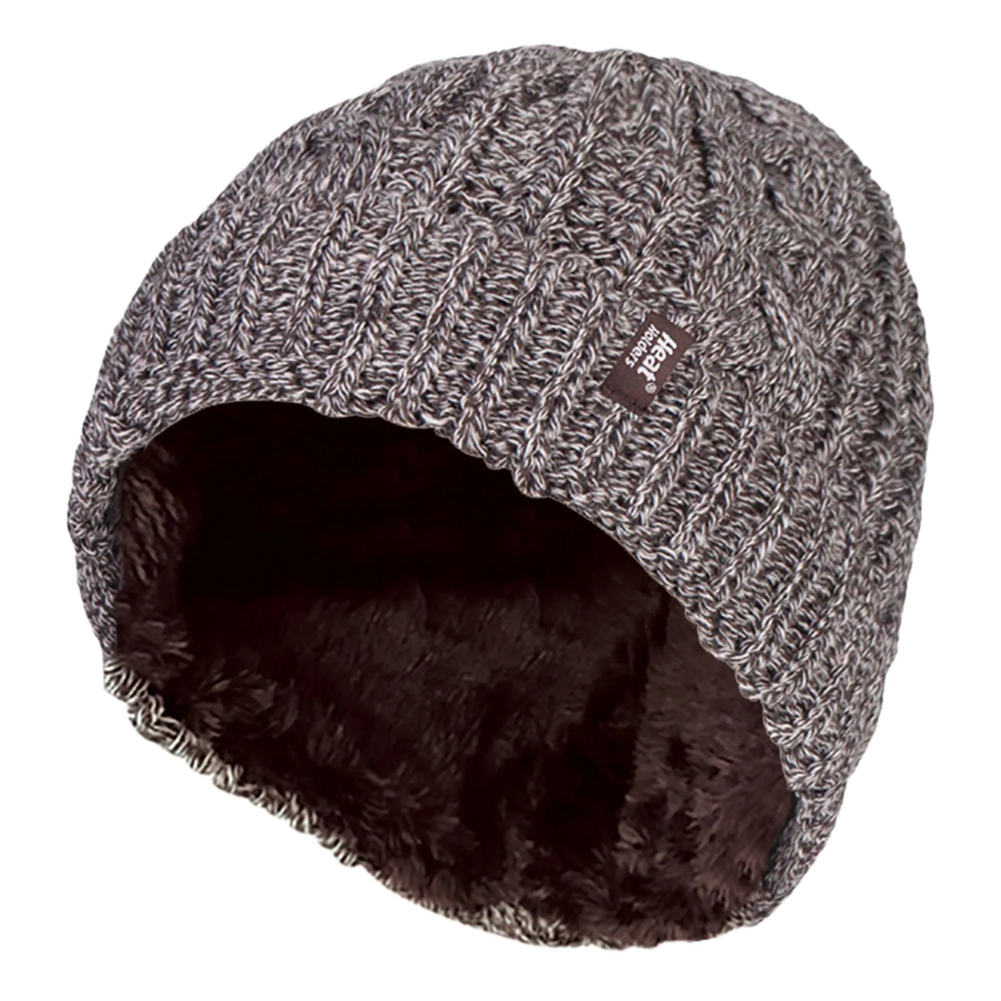 Ladies Cable Knit Fleece Lined Turnover Hat for Winter
