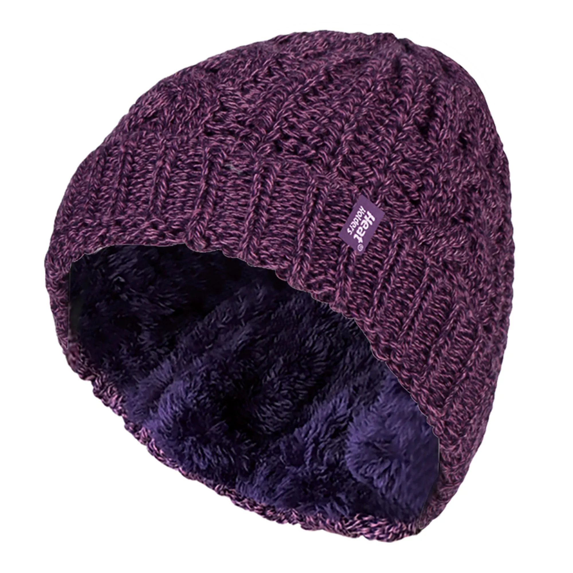 Ladies Cable Knit Fleece Lined Turnover Hat for Winter