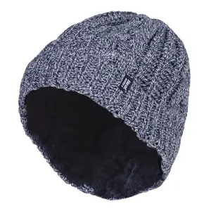 Ladies Cable Knit Fleece Lined Turnover Hat for Winter