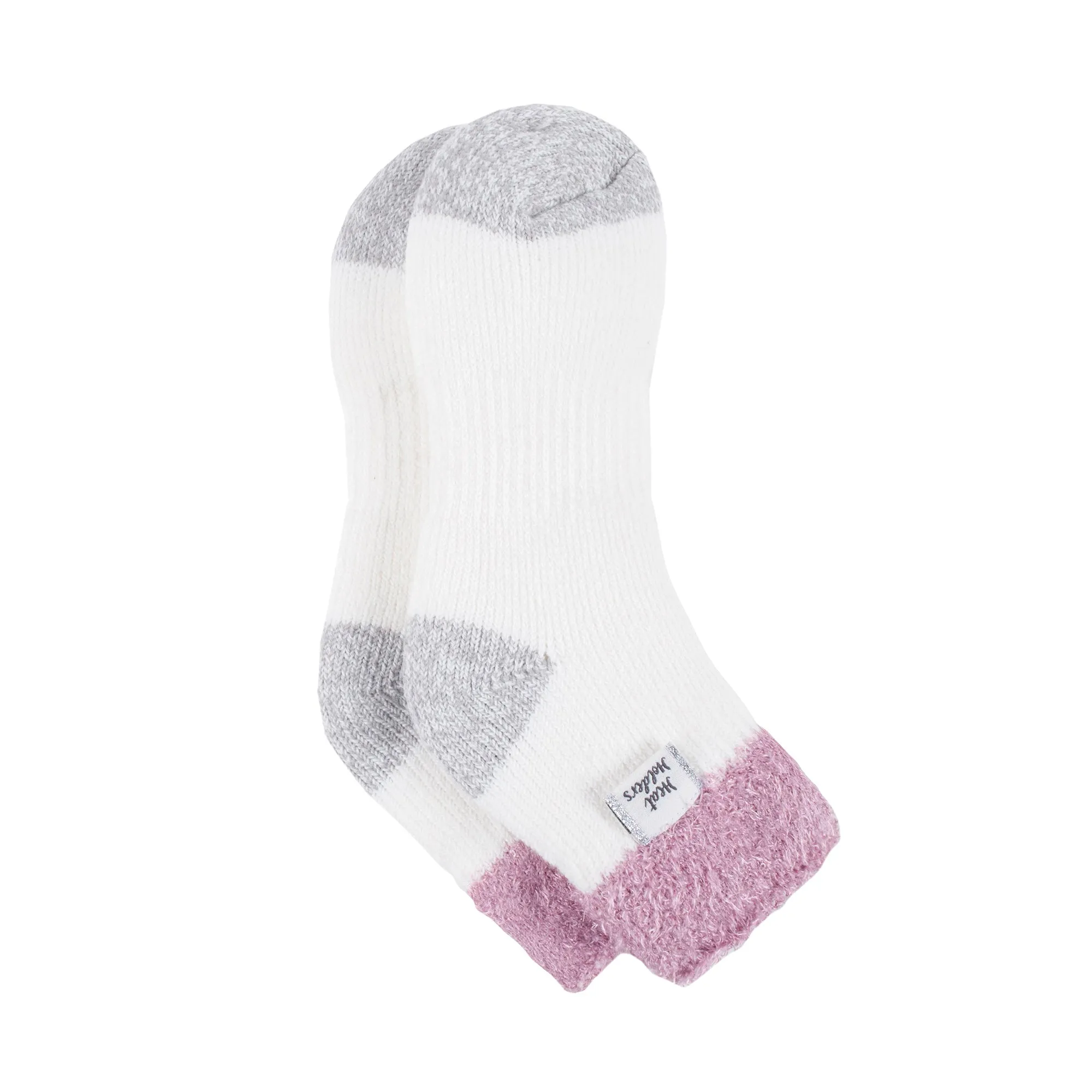 Ladies Original Sleep Socks with Turnover Feather Top - Pink &Cream