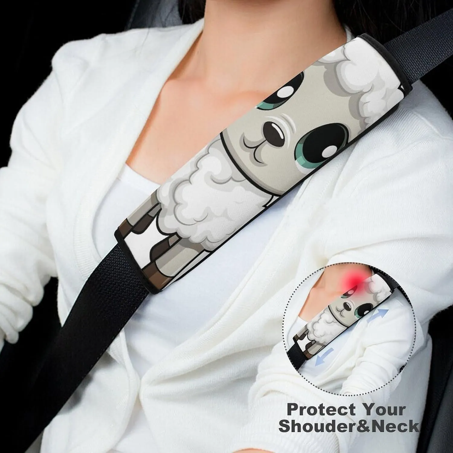 Lamb Auto Seat Belt Cover 2PCS Universal Car Seat Belt Shoulder Protector Pad, Protect Your Shoulders and Neck for Car Seat Belt, Shoulder Bag, Backpack