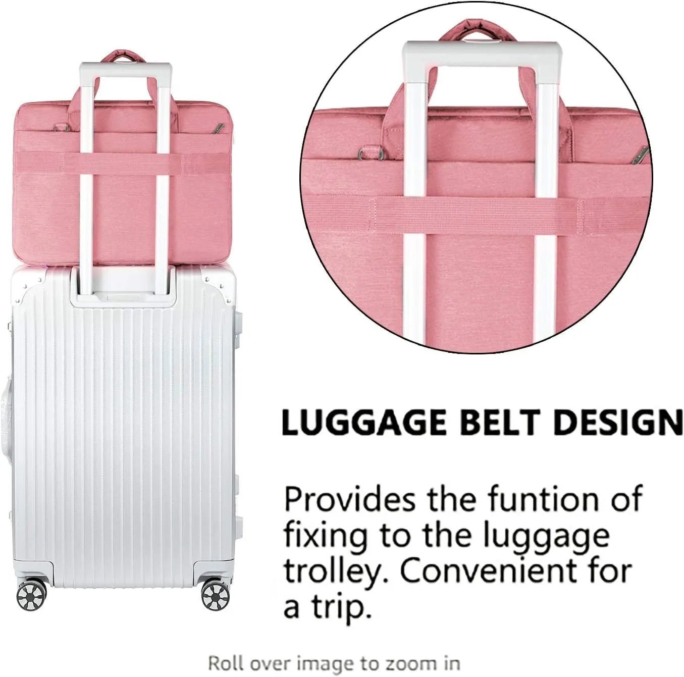 LANDICI Laptop Bag Case 17 17.3 inch for Women, Waterproof Computer Cover Bag Compatible with MacBook 17, 17-18 inch HP Acer Dell Lenovo ASUS Laptop, Slim Briefcase with Shoulder Strap, Pink