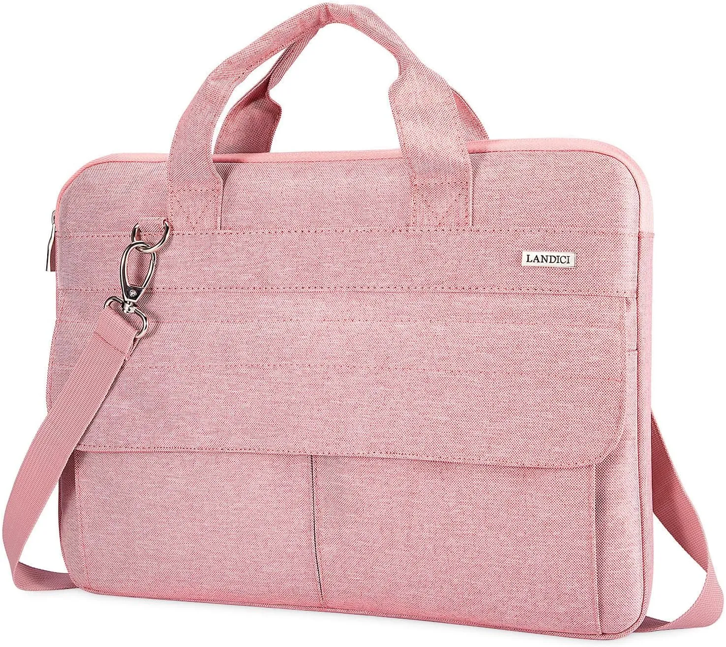 LANDICI Laptop Bag Case 17 17.3 inch for Women, Waterproof Computer Cover Bag Compatible with MacBook 17, 17-18 inch HP Acer Dell Lenovo ASUS Laptop, Slim Briefcase with Shoulder Strap, Pink