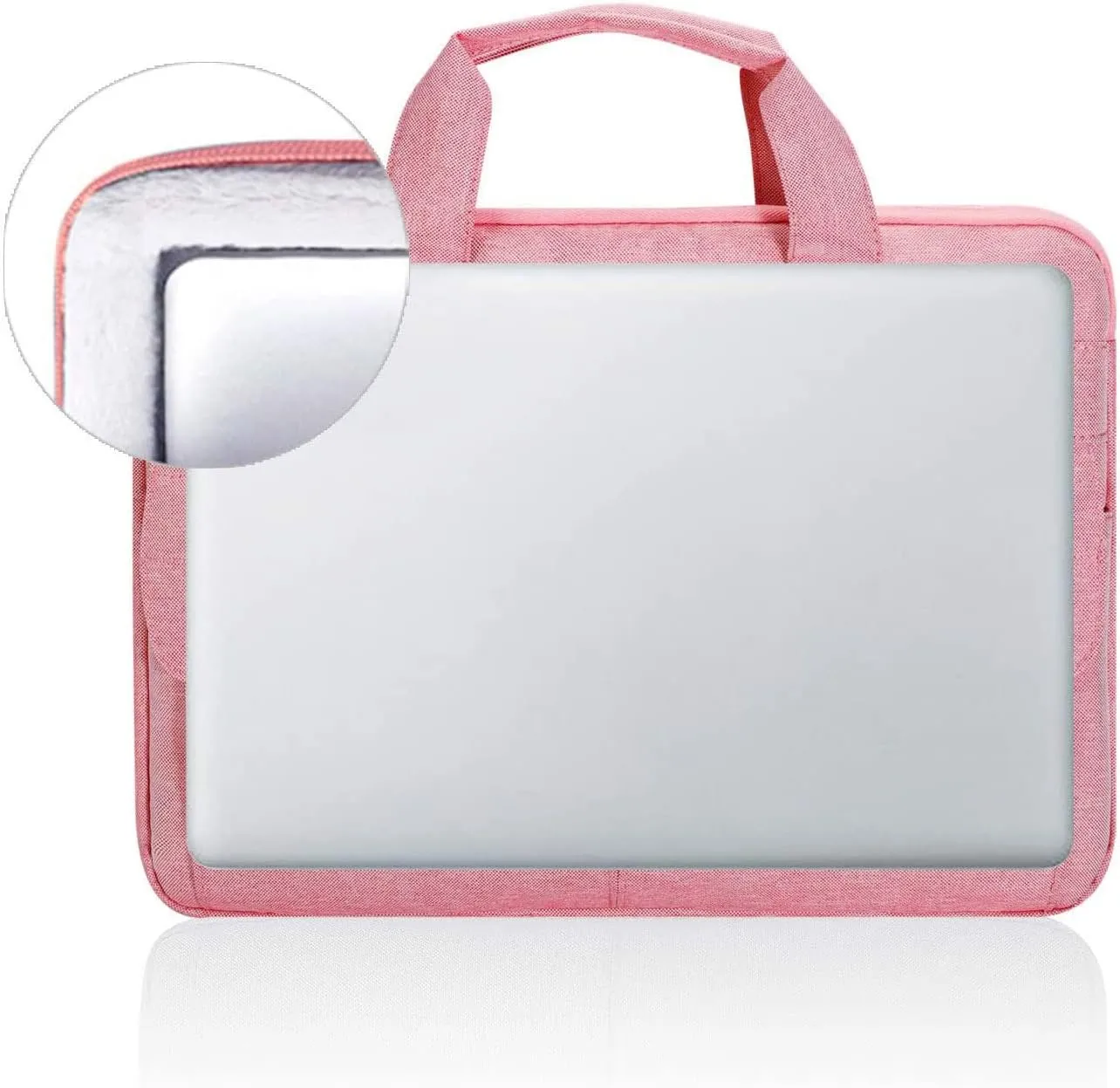 LANDICI Laptop Bag Case 17 17.3 inch for Women, Waterproof Computer Cover Bag Compatible with MacBook 17, 17-18 inch HP Acer Dell Lenovo ASUS Laptop, Slim Briefcase with Shoulder Strap, Pink