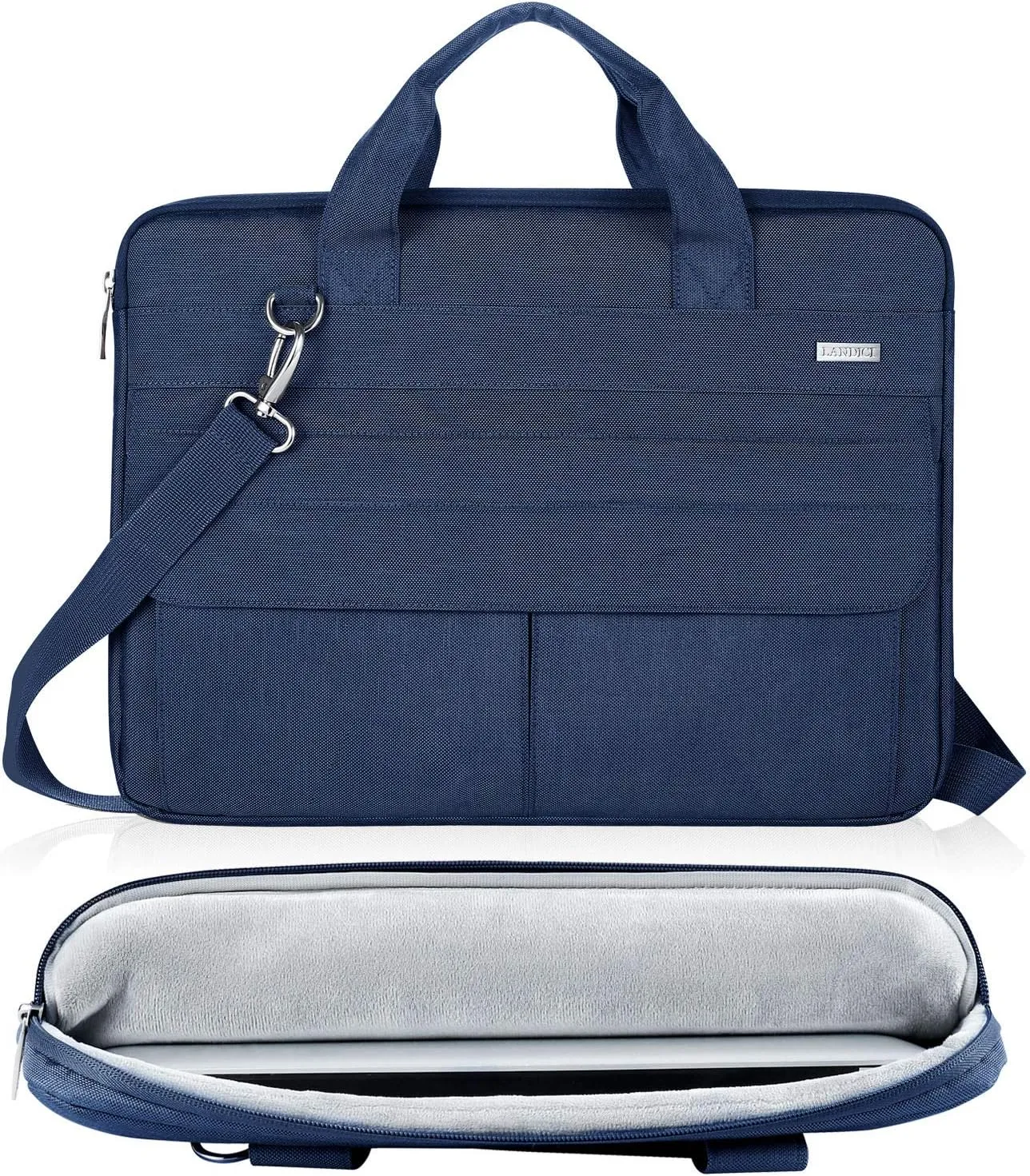LANDICI Laptop Bag Case 17 17.3 inch, Waterproof Computer Sleeve Cover Compatible with MacBook 17, 17-18 inch HP Acer Dell Lenovo ASUS Laptop, Slim Briefcase with Shoulder Strap, Blue