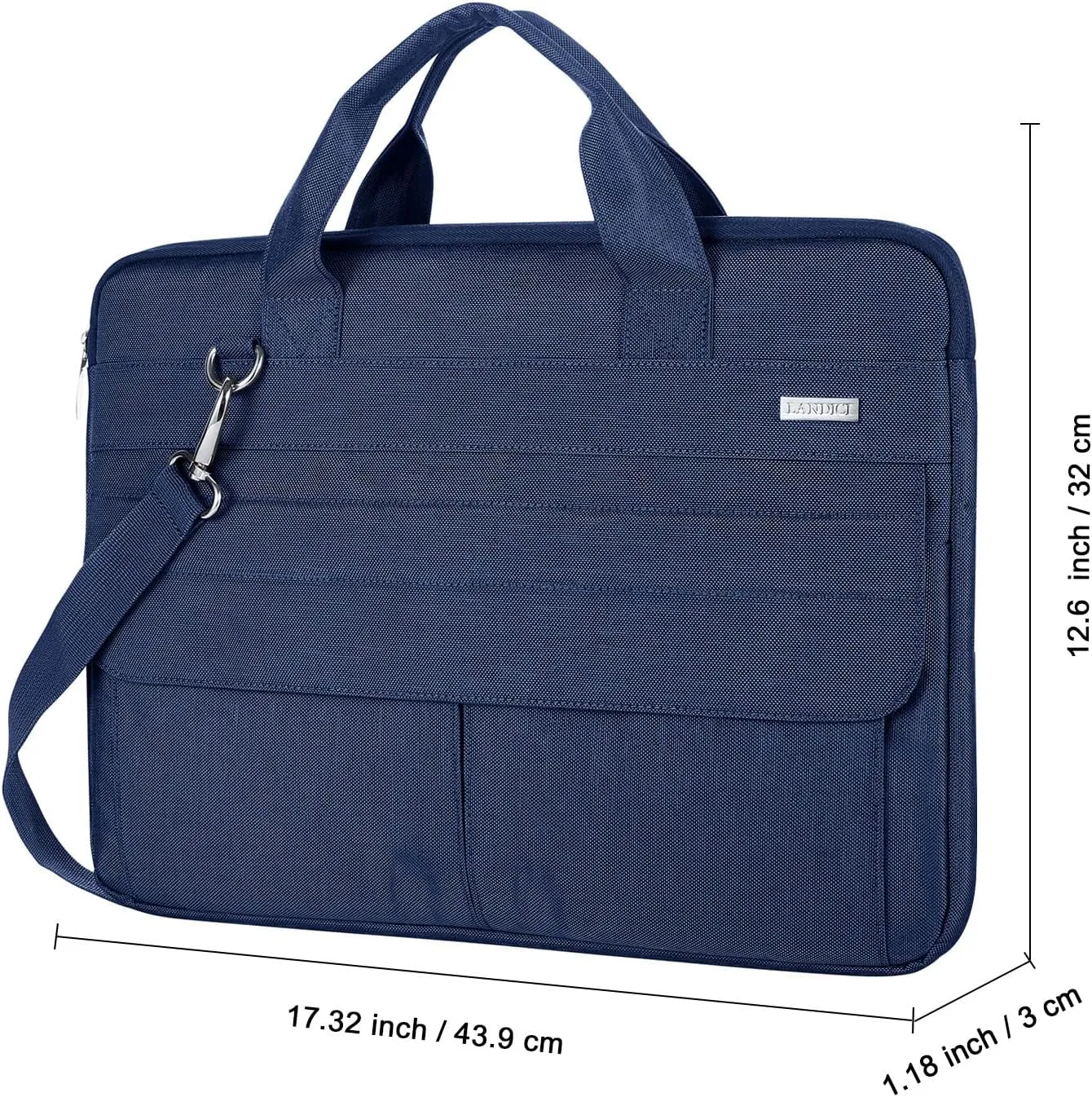LANDICI Laptop Bag Case 17 17.3 inch, Waterproof Computer Sleeve Cover Compatible with MacBook 17, 17-18 inch HP Acer Dell Lenovo ASUS Laptop, Slim Briefcase with Shoulder Strap, Blue