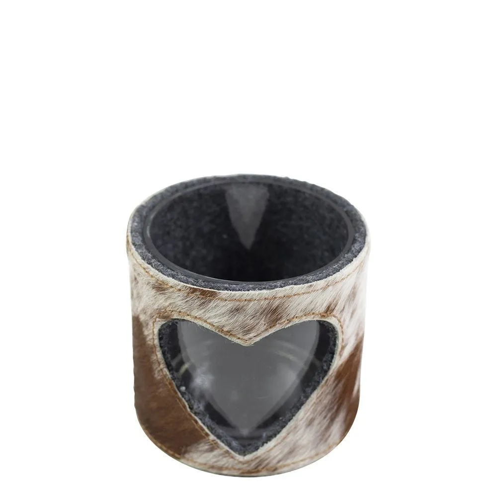 Lantern Cow Heart Brown/White Set Of 3