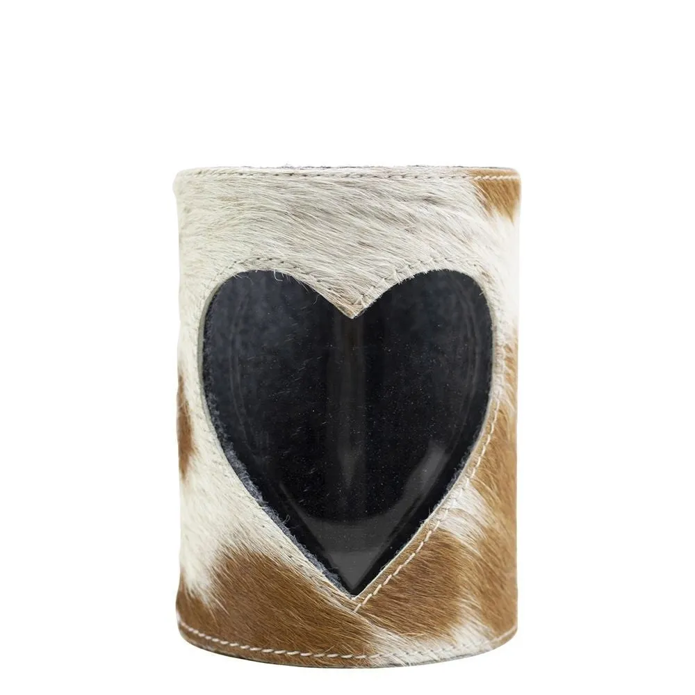 Lantern Cow Heart Brown/White Set Of 3