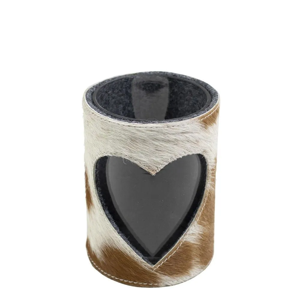 Lantern Cow Heart Brown/White Set Of 3