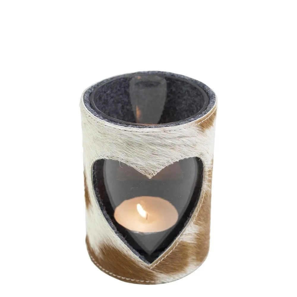 Lantern Cow Heart Brown/White Set Of 3