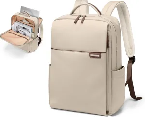 Laptop Backpack for Women, Work Business Traval Computer Backpacks with Laptop Compartment Waterproof Casual Daypack for Travel College,16Inch,Apricot