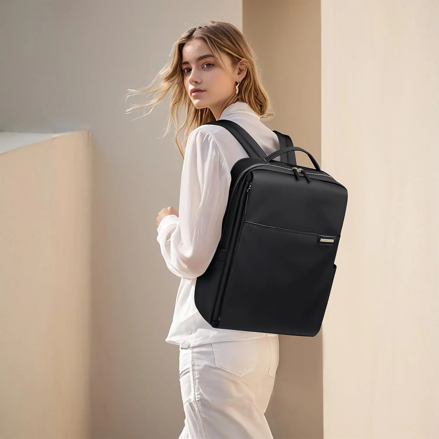 Laptop Backpack for Women, Work Business Traval Computer Backpacks with Laptop Compartment Waterproof Casual Daypack for Travel College,16Inch,Black