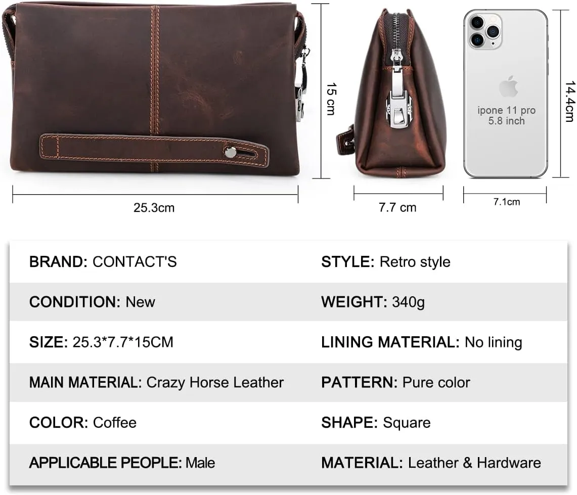 Leather Men Clutch Purse Bag, Mens Business Code Lock Wallet Anti Theft Clutch Purse Phone Holder Handbag Travel Bag