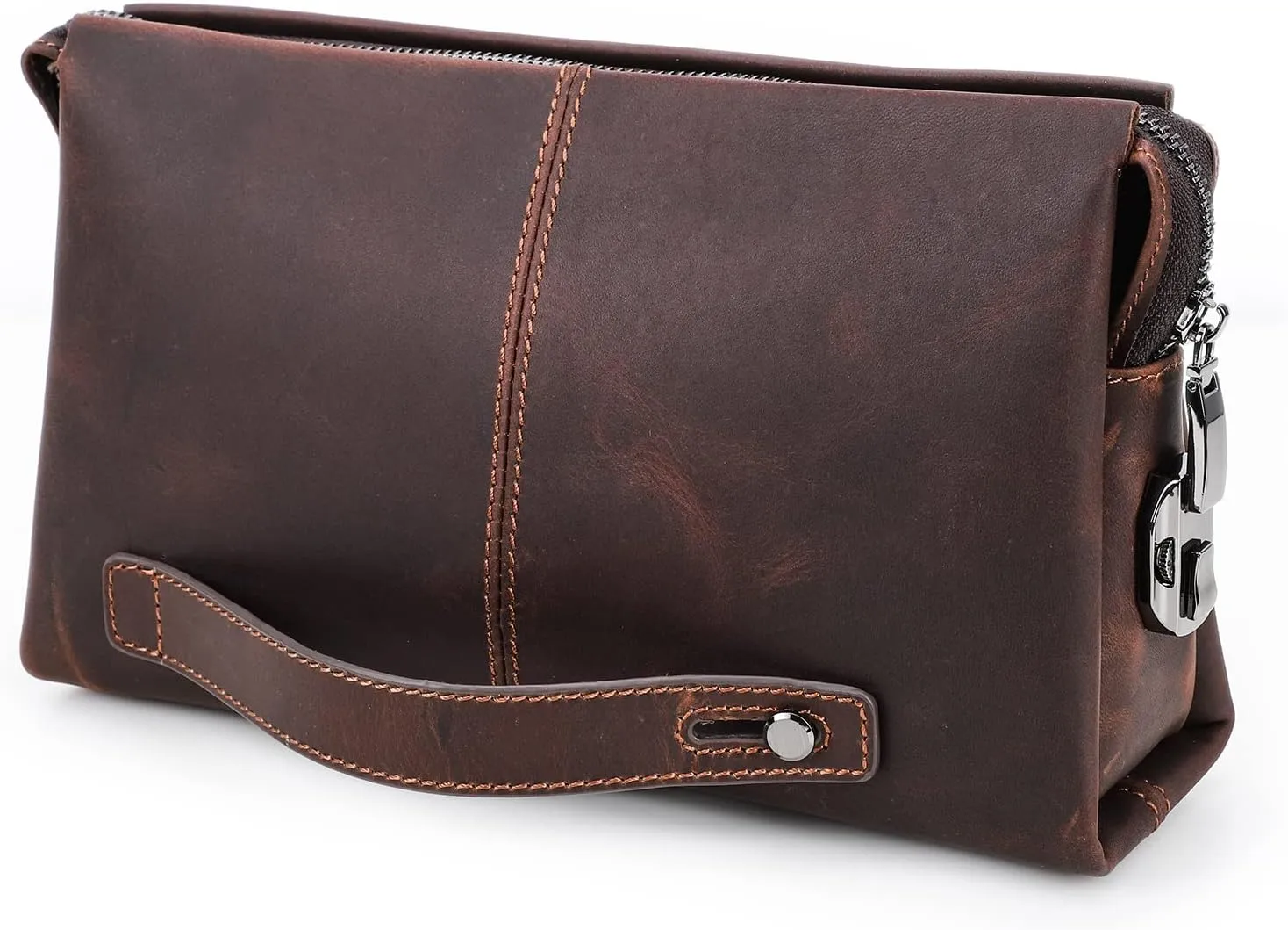 Leather Men Clutch Purse Bag, Mens Business Code Lock Wallet Anti Theft Clutch Purse Phone Holder Handbag Travel Bag