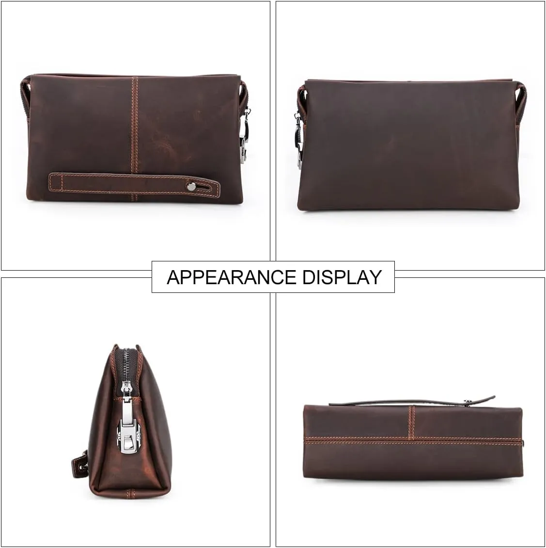 Leather Men Clutch Purse Bag, Mens Business Code Lock Wallet Anti Theft Clutch Purse Phone Holder Handbag Travel Bag