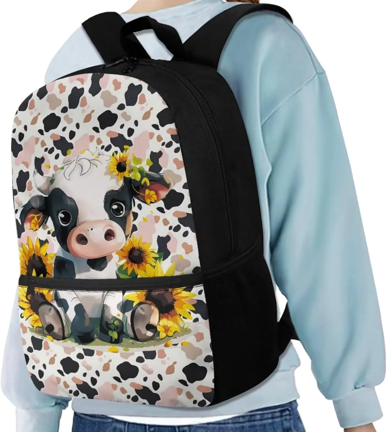 Leopard Cow Boys Backpacks Ages 6-8 with Lunch Box Large Capacity School Bags for Boy with Lunch Bag Cute Pencil Cases for Elementary School Middle School
