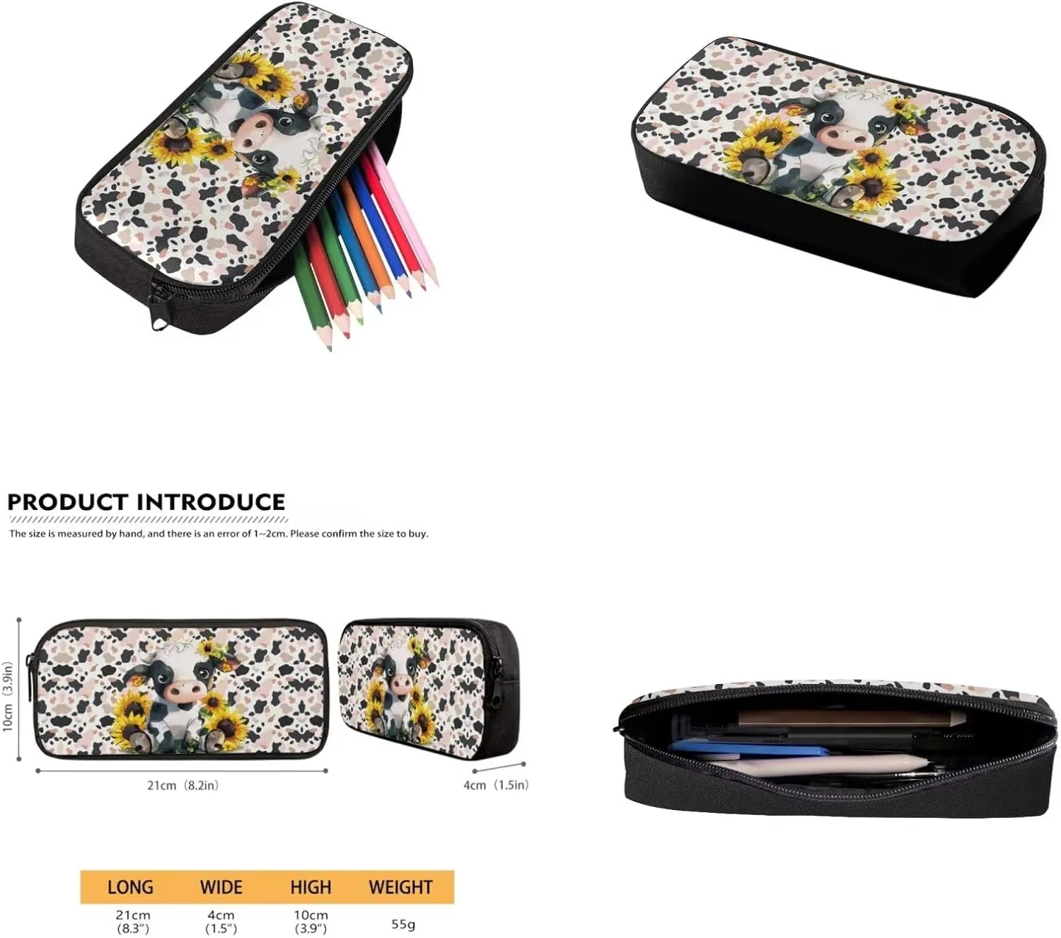 Leopard Cow Boys Backpacks Ages 6-8 with Lunch Box Large Capacity School Bags for Boy with Lunch Bag Cute Pencil Cases for Elementary School Middle School