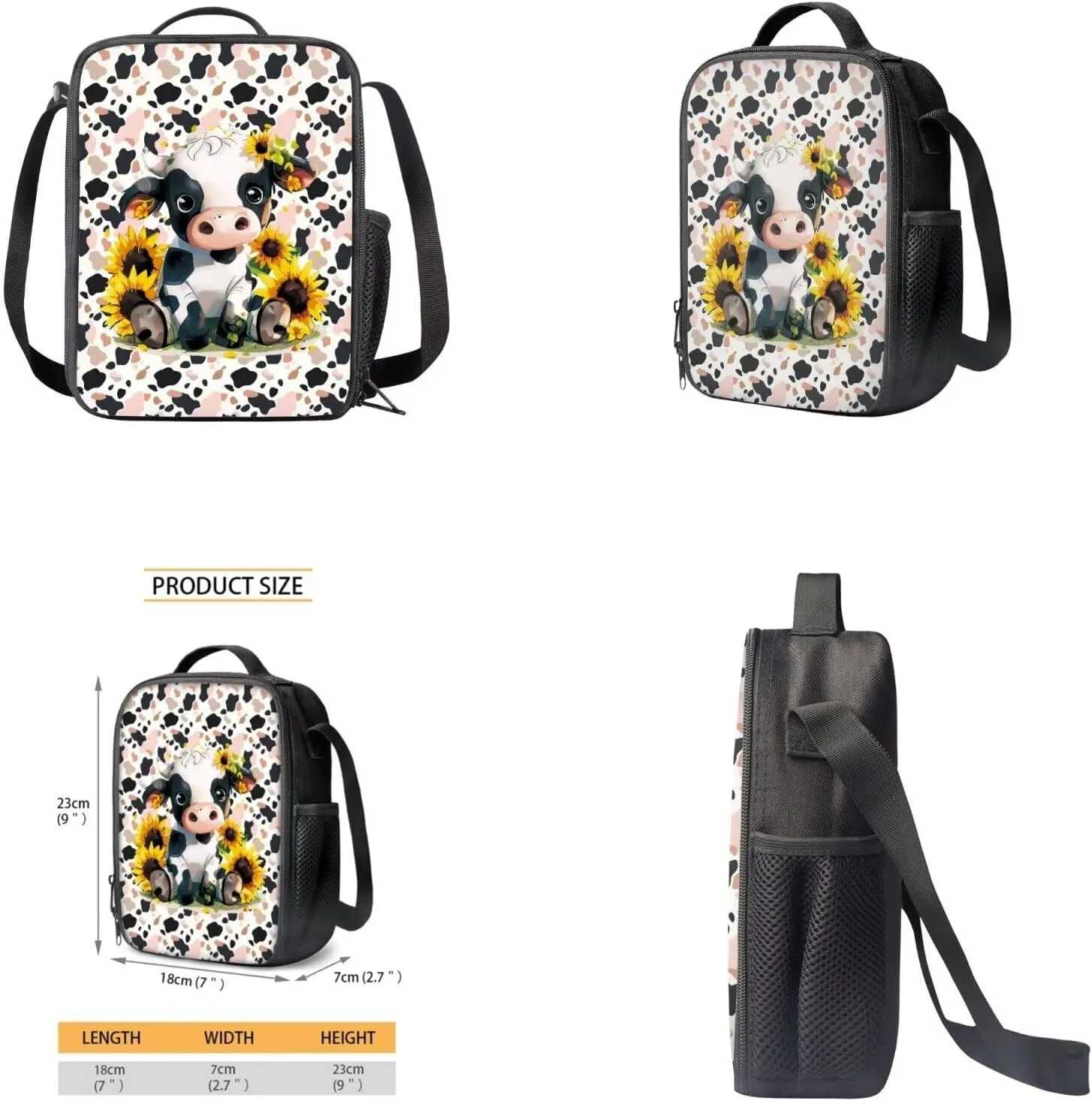 Leopard Cow Boys Backpacks Ages 6-8 with Lunch Box Large Capacity School Bags for Boy with Lunch Bag Cute Pencil Cases for Elementary School Middle School