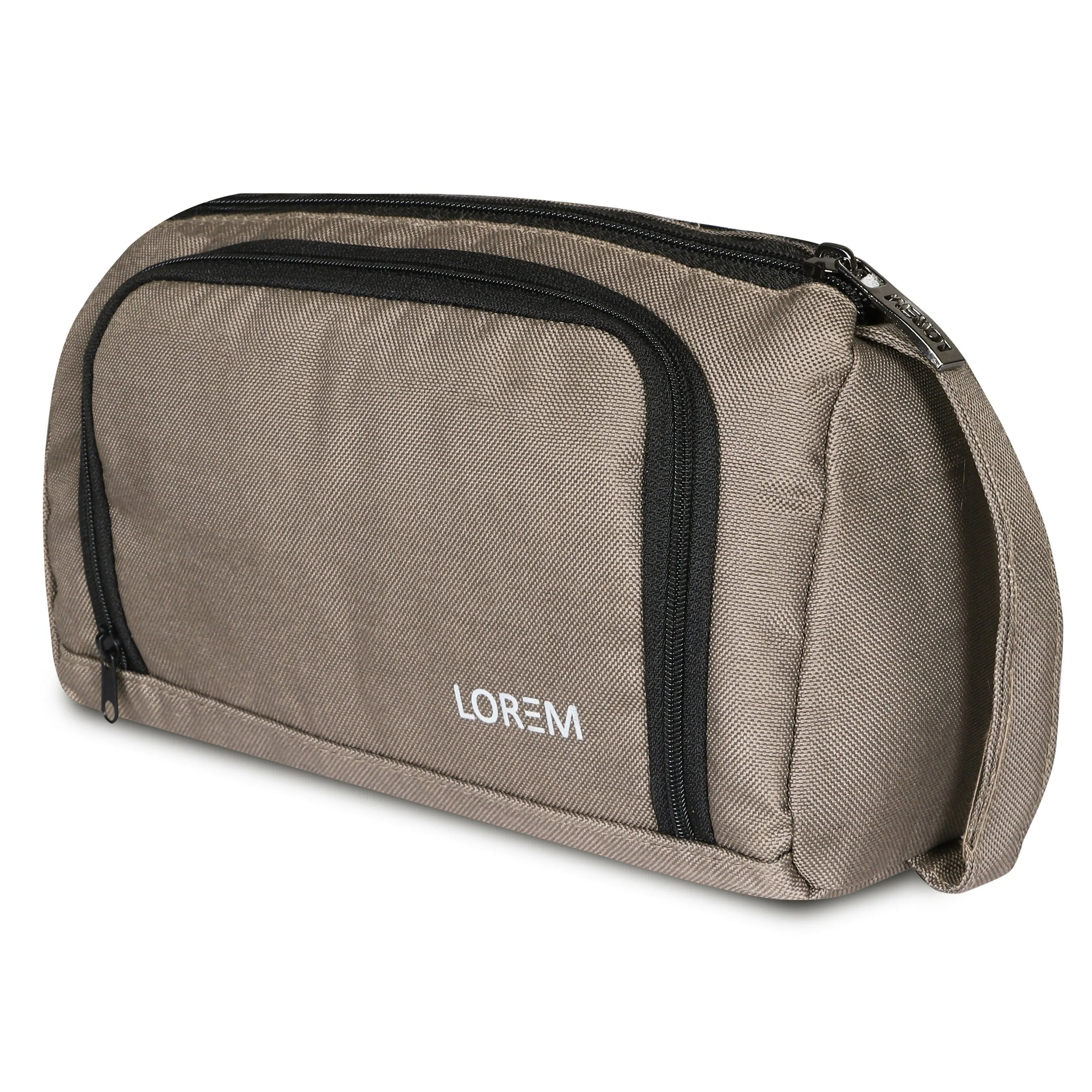 LOREM OG12 Grey & Black PVC-Coated Matty Fabric Pouch – Large Stationery & Small Makeup Organizer